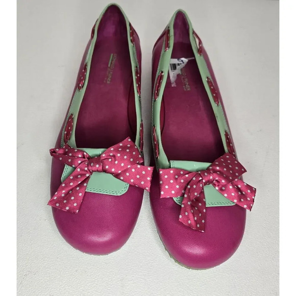 Donald Pliner Fancy Fuchsia Ballet Flats Slip-On Bow Fuchsia/Green 9.5 B - Picture 2 of 9